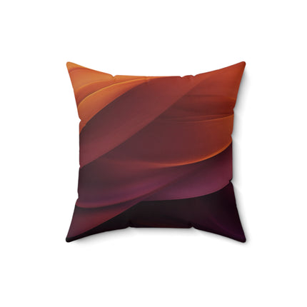 Wave Pattern with Intertwined Hues of Orange, Rose, Maroon, and Purple Spun Polyester Square Pillow