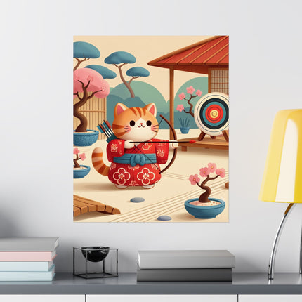 🏹🐱 Archer Kitten in the Zen Garden Matte Vertical Poster – Focus, Whimsy & Zen Balance