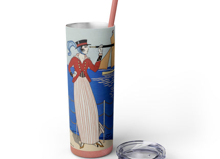 Costume de Yacht by George Barbier Skinny Tumbler with Straw, 20oz