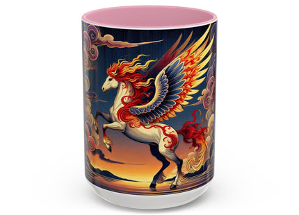 Flame-Winged Horse at Sunset Colorful Mugs (11oz, 15oz)