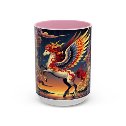 Flame-Winged Horse at Sunset Colorful Mugs (11oz, 15oz)