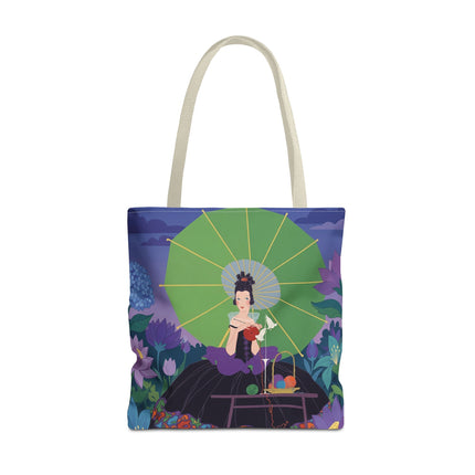 🧶🌸 The Lady Of The Enchanted Knitting Garden Tote Bag – Art Deco Floral Fantasy