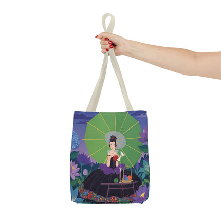 🧶🌸 The Lady Of The Enchanted Knitting Garden Tote Bag – Art Deco Floral Fantasy