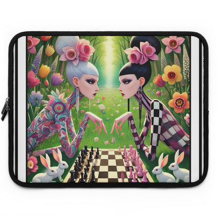 Spring Gambit: A Fairy’s Move Laptop Sleeve – Whimsical Chess & Spring Magic