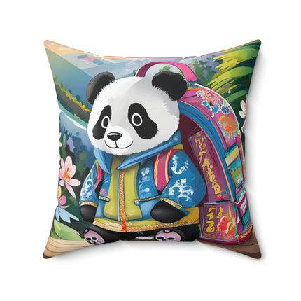 Baby Panda Spun Polyester Square Pillow