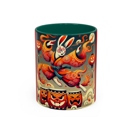 Jack-O’-Lantern Drums & The Kabuki Rabbit Colorful Mugs (11oz, 15oz)