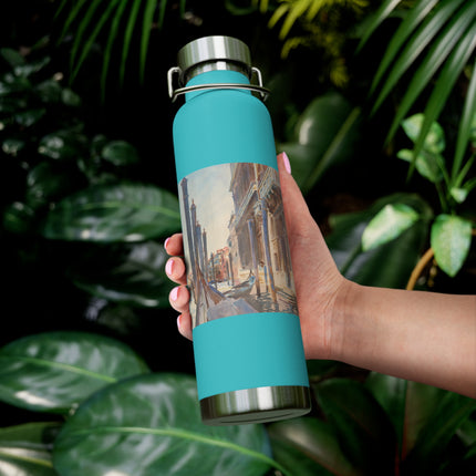 Gondola Moorings on the Grand Canal by John Singer Sargent Copper Vacuum Insulated Bottle, 22oz