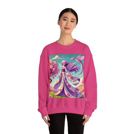 Petals in the Wind: The Kimono Fairy and the Sky Dragon Heavy Blend™ Crewneck Sweatshirt