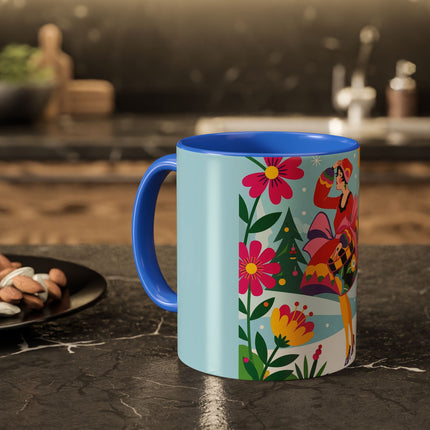 🌸🎄 Christmas In The Winter Garden Colorful Mug – Whimsical Holiday Fantasy