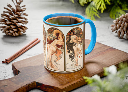 The Seasons by Alphonse Maria Mucha Colorful Mugs (11oz, 15oz)