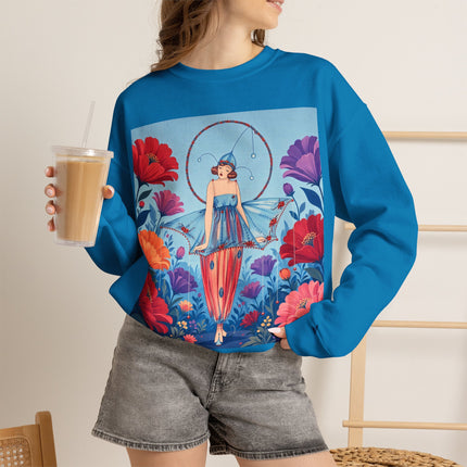 🎪🌺 The Flower Garden Harlequin Crewneck Sweatshirt – Art Deco Fashion Whimsy