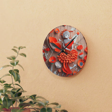 Poppy Fairy Acrylic Wall Clock, Round and Square