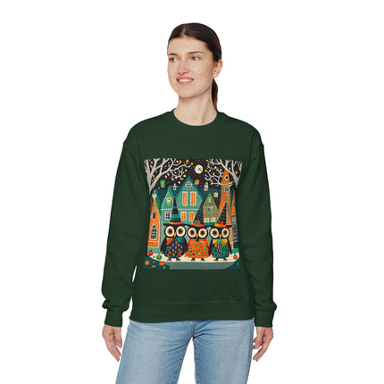 Night of the Trick-or-Treating Owlets Unisex Heavy Blend™ Crewneck Sweatshirt