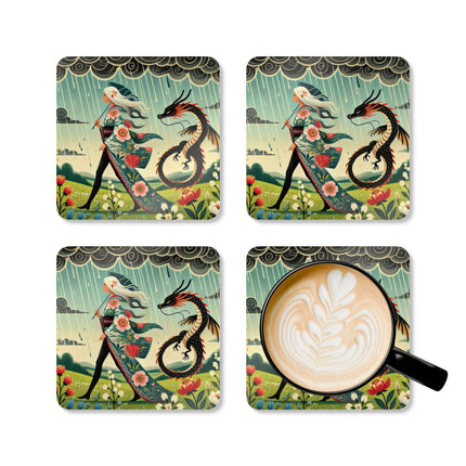 The Dragon Fairy’s Stride Corkwood Coaster Set