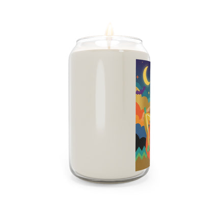 🌙🎃 The Witch Of Crescent Moon Pumpkin Scented Soy Candle – Colorful Halloween Charm