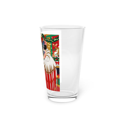 🎄💃 The Christmas Mirror Duet Pint Glass – Art Deco Holiday Elegance