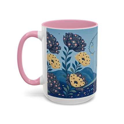 🌼🦋 The Enchanted Butterfly Garden Promenade Colorful Mug – Art Deco Floral Whimsy