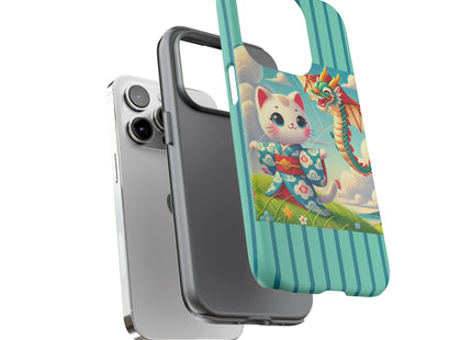 Geisha Kitten and the Dragon Kite Phone Cases