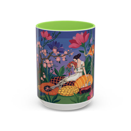 The Garden Of Quiet Reverie Colorful Mugs – Art Deco Botanical Serenity