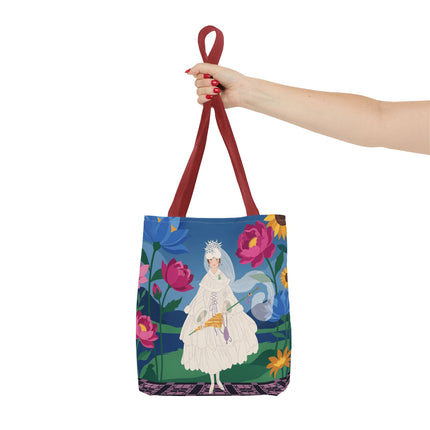 🌸👑 The Lady Of The Enchanted Flower Crown Tote Bag – Art Deco Garden Fantasy