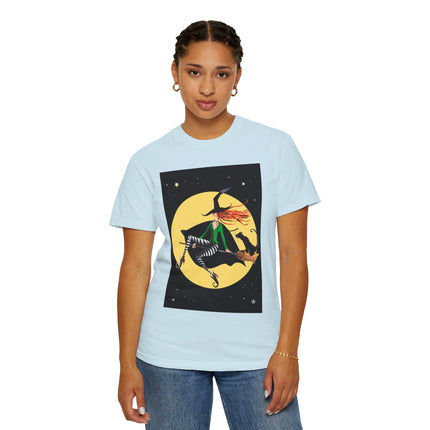 A Witch’s Moonlit Flight Unisex Garment-Dyed T-shirt