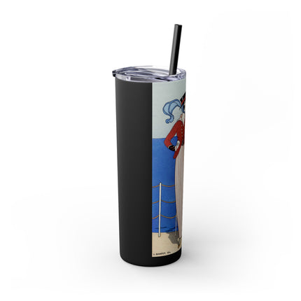 Costume de Yacht by George Barbier Skinny Tumbler with Straw, 20oz