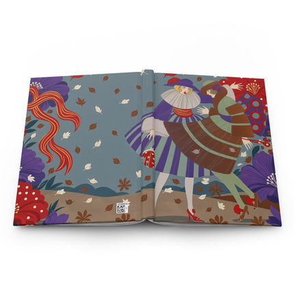 🎭🌺 The Enchanted Harlequin Garden Hardcover Journal – Art Deco Theatrical Whimsy
