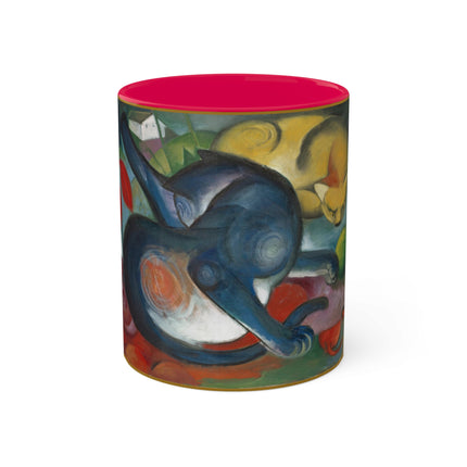 Two Cats, Blue and Yellow by Franz Marc Colorful Mugs, 11oz