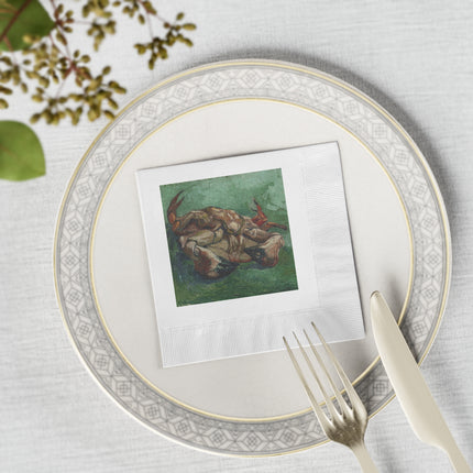 Crab on its Back by Vincent Van Gogh White Coined Napkins