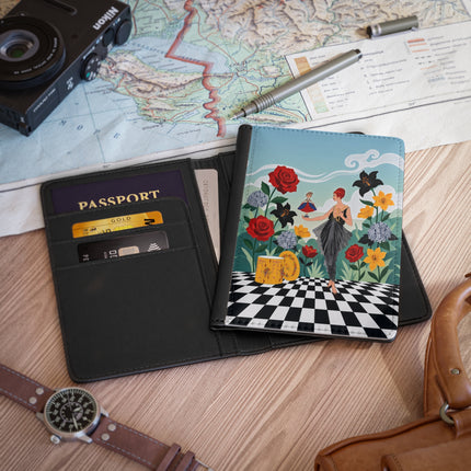 🌹🎭 The Lady Of The Little Dancer Passport Cover – Art Deco Floral Fantasy