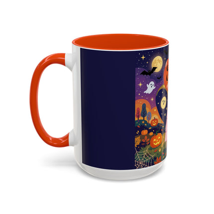 🎃🐈‍⬛ The Pumpkin Moon Embrace Colorful Mug – Whimsical Halloween Charm