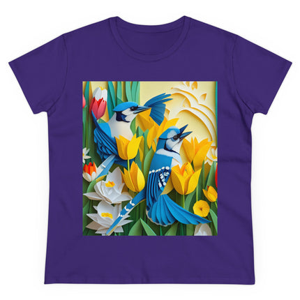 Blue Jays in a Spring Garden Women's Midweight Cotton Tee