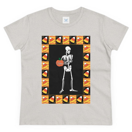 Candy Corn Skeleton Women's Midweight Cotton Tee