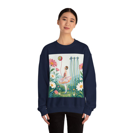 🌼🎈 The Garden Balloon Dancer Crewneck Sweatshirt – Art Deco Floral Whimsy
