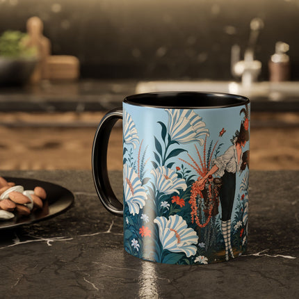 🎨💙 The Enchanted Garden Artist Colorful Mug – Art Deco Floral Whimsy