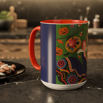🏮🎃 The Lady Of Halloween Lanterns Colorful Mug – Colorful Art Deco Halloween Charm