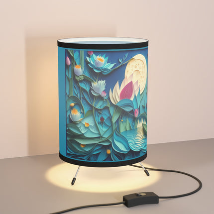 Ethereal Moonlit Lake Tripod Lamp