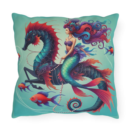 Mermaid & Sea Dragon Outdoor Pillows – Ocean Guardian & Mythic Beauty