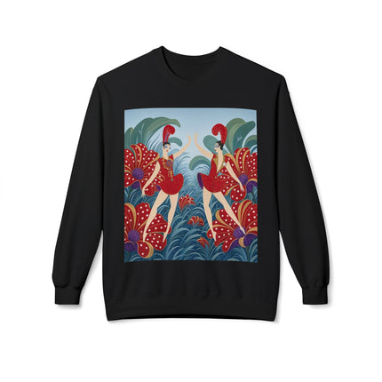 🎭🌺 The Scarlet Flower Garden Dancers Midweight Crewneck Sweatshirt – Art Deco Floral Whimsy