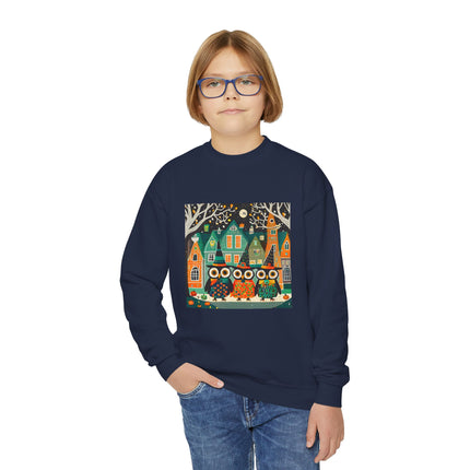 Night of the Trick-or-Treating Owlets Youth Crewneck Sweatshirt