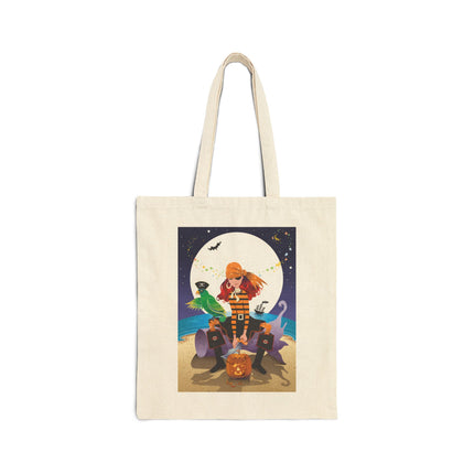Moonlit Pirate Halloween Cotton Canvas Tote Bag
