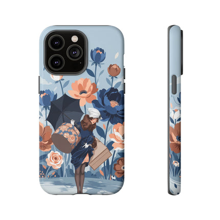 ☂️🌺 The Lady Of The Traveling Garden Phone Case – Art Deco Floral Adventure