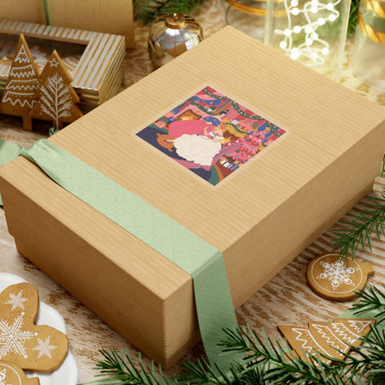 🎀🔥 Christmas By The Fireside Kiss-Cut Sticker – Art Deco Holiday Elegance