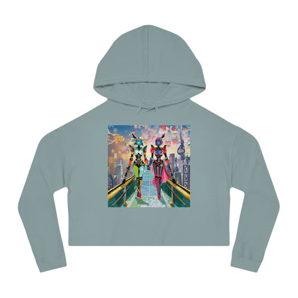 Cyber Punk Robot Models Cropped Hooded Sweatshirt