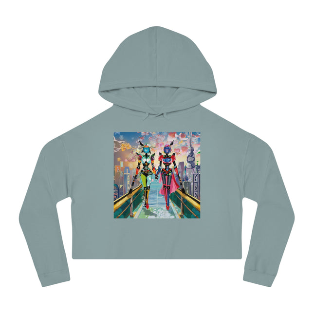 Cyber Punk Robot Models Cropped Hooded Sweatshirt