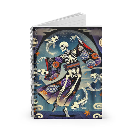 Skeleton Kabuki Performer Spiral Notebook - Ruled Line