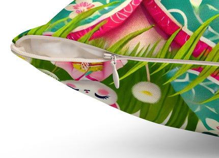 Geisha Kitten and the Dandelion Wish Spun Polyester Square Pillow