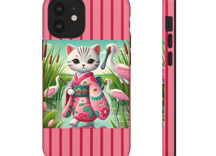 Geisha Kitten Strolls Among the Spoonbills Phone Cases