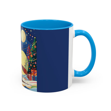 🌙🎿 The Moonlit Christmas Skier Colorful Mug – Whimsical Holiday Fantasy