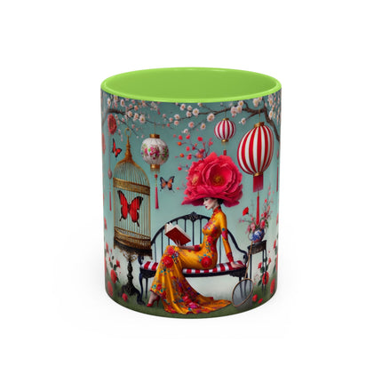 Reading in a Painted Garden Colorful Mugs (11oz, 15oz)
